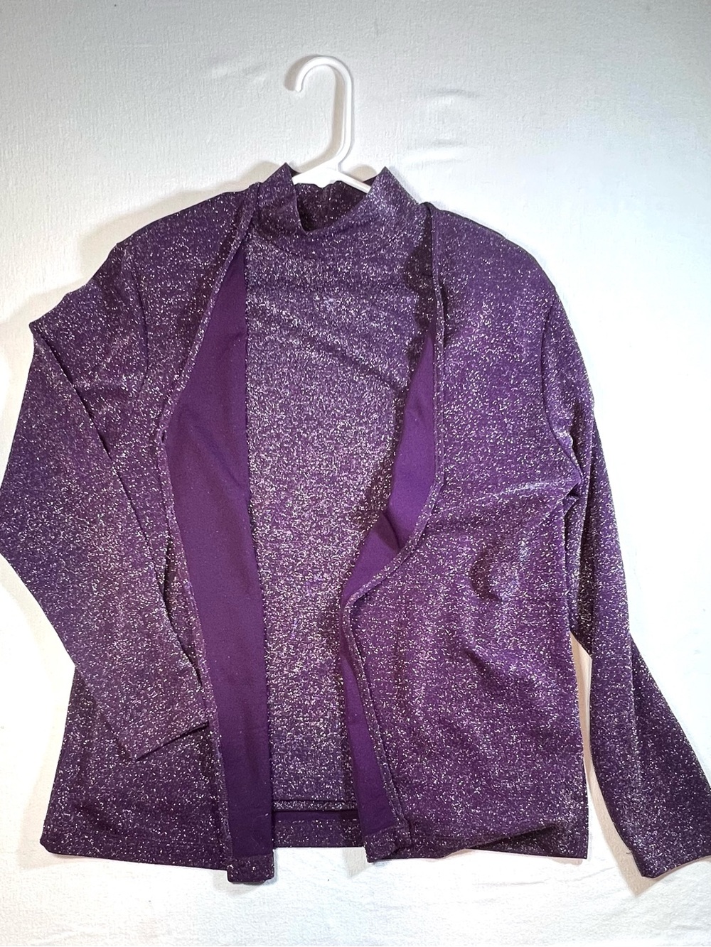 Karen Scott Purple Sparkle V-Neck Cardigan Sweater Set